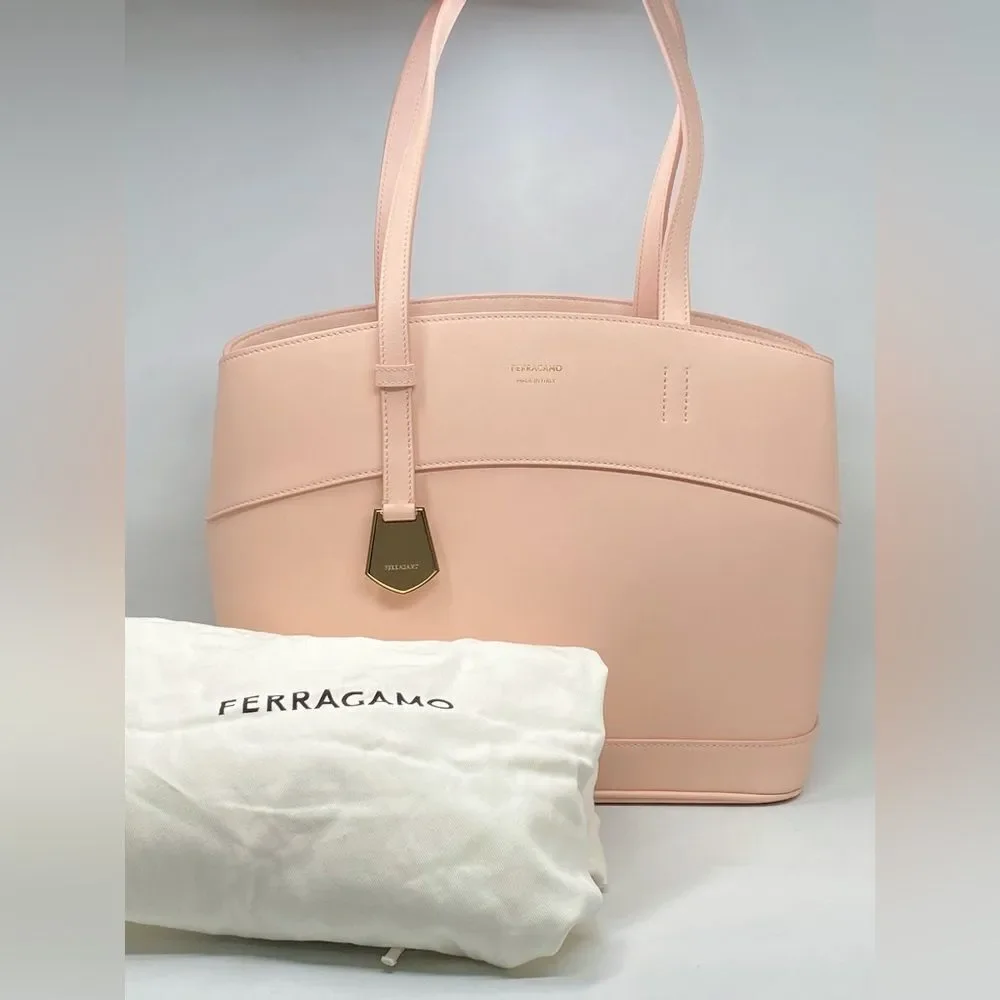 Salvatore Ferragamo Pink Leather Tote Bag